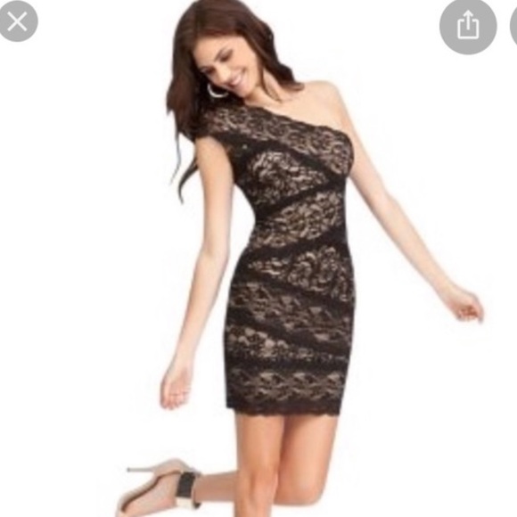 Bebe Addiction One Shoulder Lace Dress - Picture 2 of 5